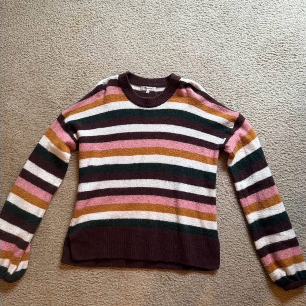 Madewell Women's Striped Sweater - Pink, White, Brown, Green
